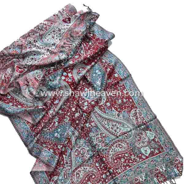 intricate kashmiri embroidery design viscose shawl